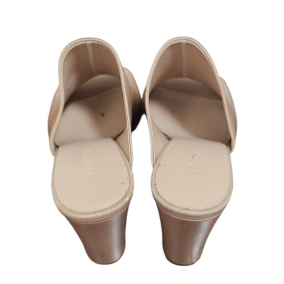 Vince Hanna Leather Sandals Nude/Tan Leather Mules with Open-Toe Design Size 7M - Picture 8 of 12